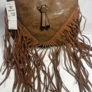 NWT Heritage West Tan Fringe Crossbody Western Boho Bag
